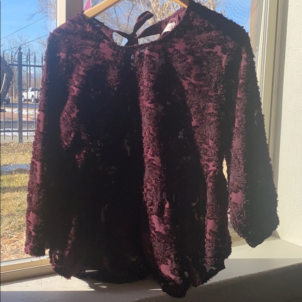 Altar’d State Babydoll Wine Colored Winter Top